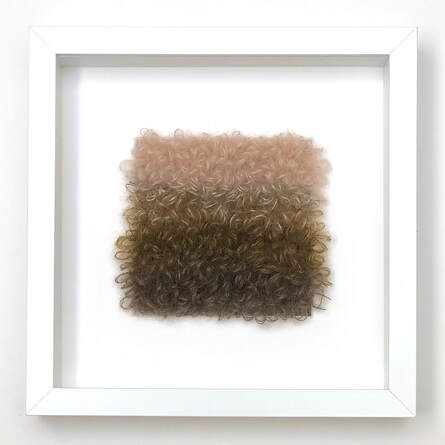 FRAMED - loopy stitches of silk + mohair in forest floor color combinations  9x9 zed handmade