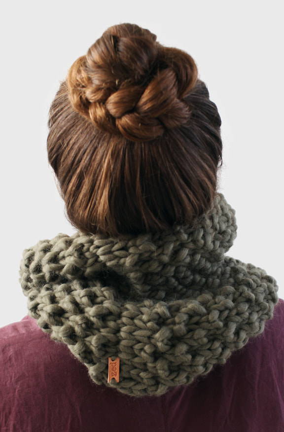 HUXLEY hand knit cowl in dried sage wool