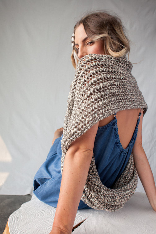 JULES hand knit wool infinity scarf in twist