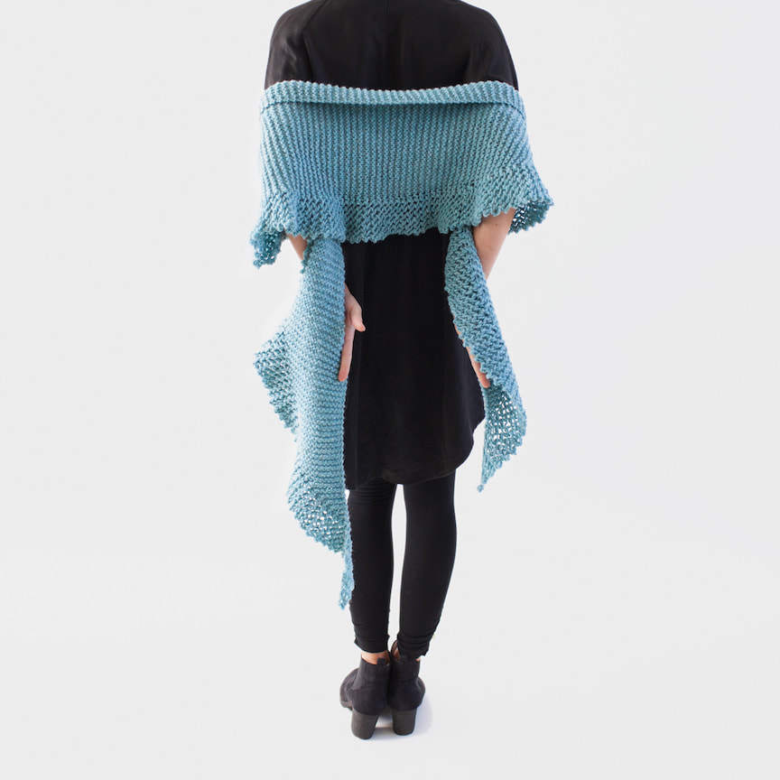 PHIN hand knit scarf in sea foam wool