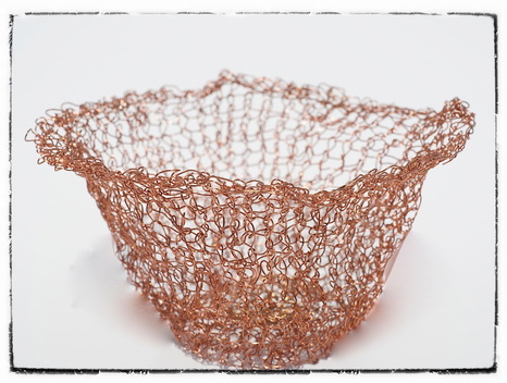 Handmade knitted wire bowl by zed handmade