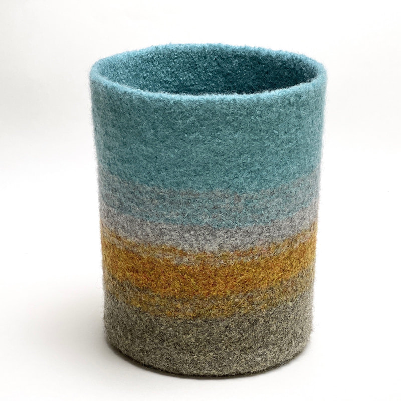 BOL felted vessels are straight sided and hand felted by zed handmade