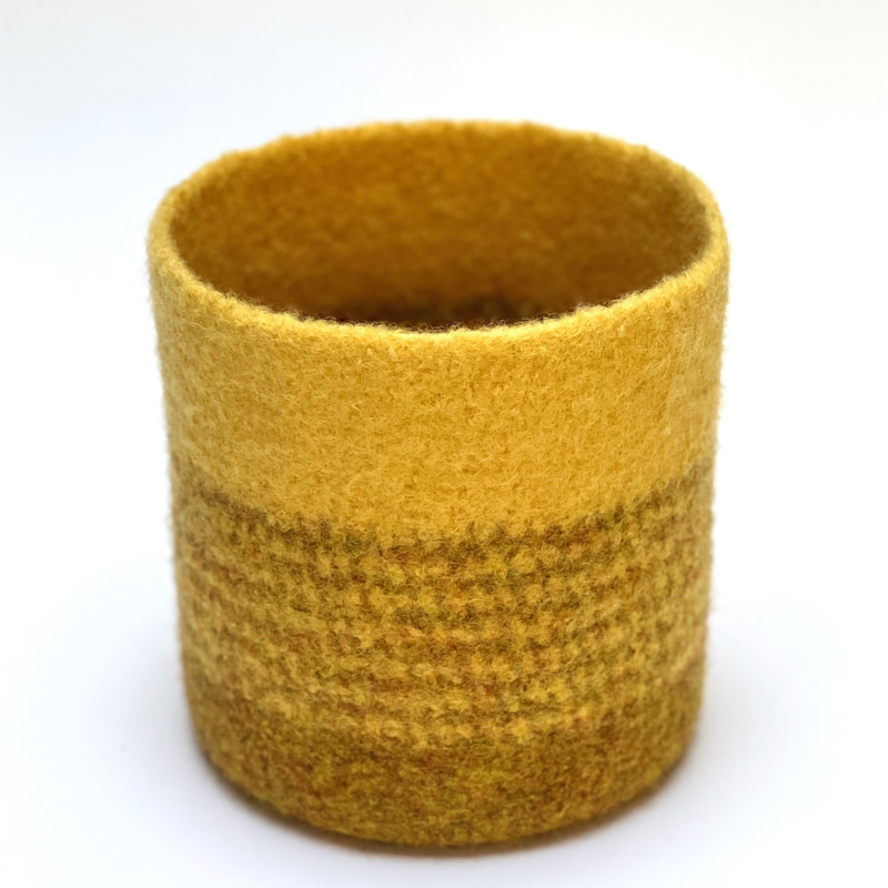BOL felted vessel in turmeric and maize mix of colors