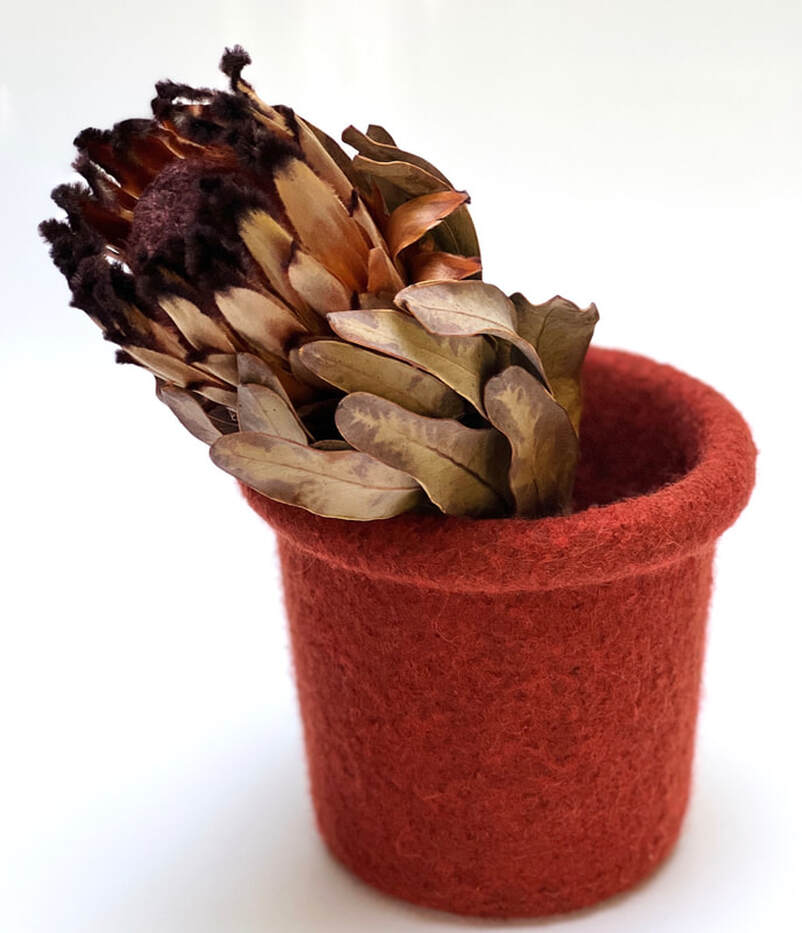 CUFF felted  vessel with rolled edge in japanese maple color