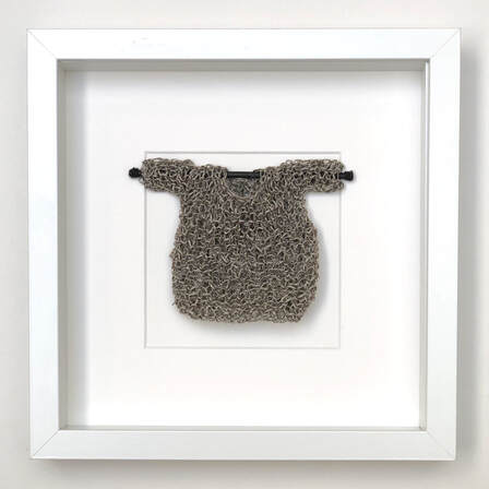FRAMED - taupe with beads japanese cotton knitted sweater  9x9 zed handmade