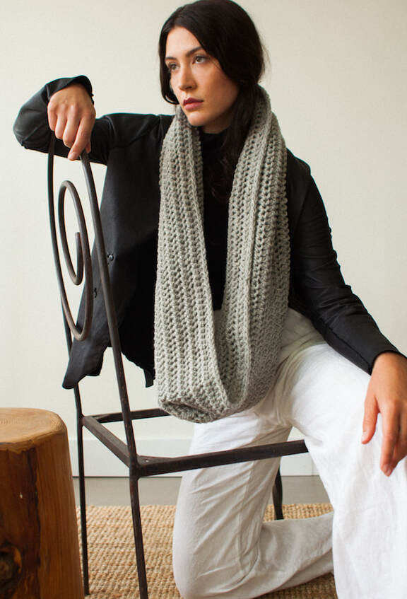 JULES in sterling is a big luscious textural cowl hand knit with 100% Peruvian highland wool