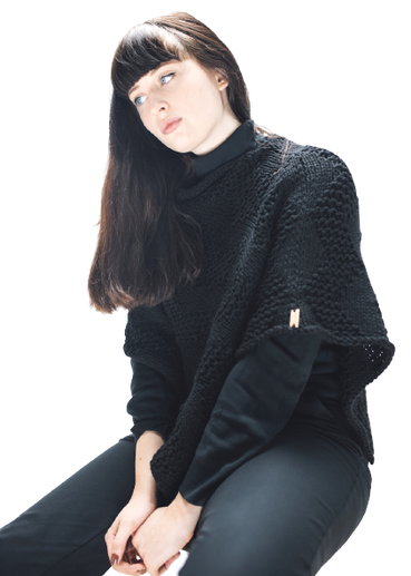 LUCE Warmer hand knit wool poncho in black