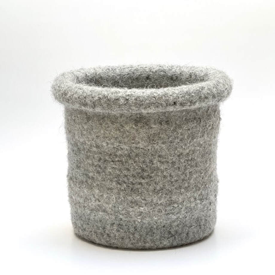 tall CUFF felted vessel in sterling color alpaca + wool from zed handmadePicture