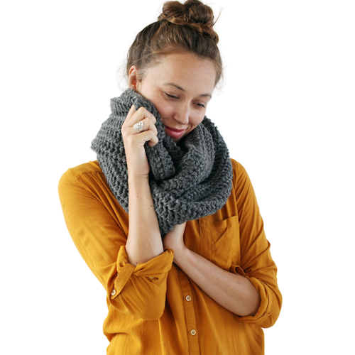JULES in steel is a big luscious textural cowl hand knit with 100% Peruvian highland wool