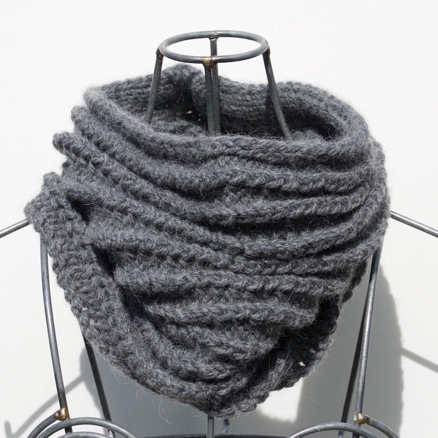 NEVE cowl hand knit in steel Peruvian alpaca wool