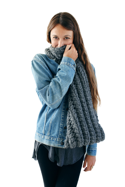 RIVA Grande hand knit wool infinity scarf in steel