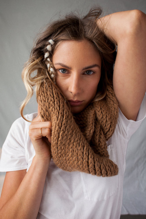 SOPHIE hand knit alpaca infinity scarf toffee